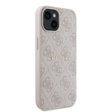 Apple iPhone 14 Kılıf Guess Magsafe Uyumlu 4G Desen Yazı Logolu Kapak Pembe