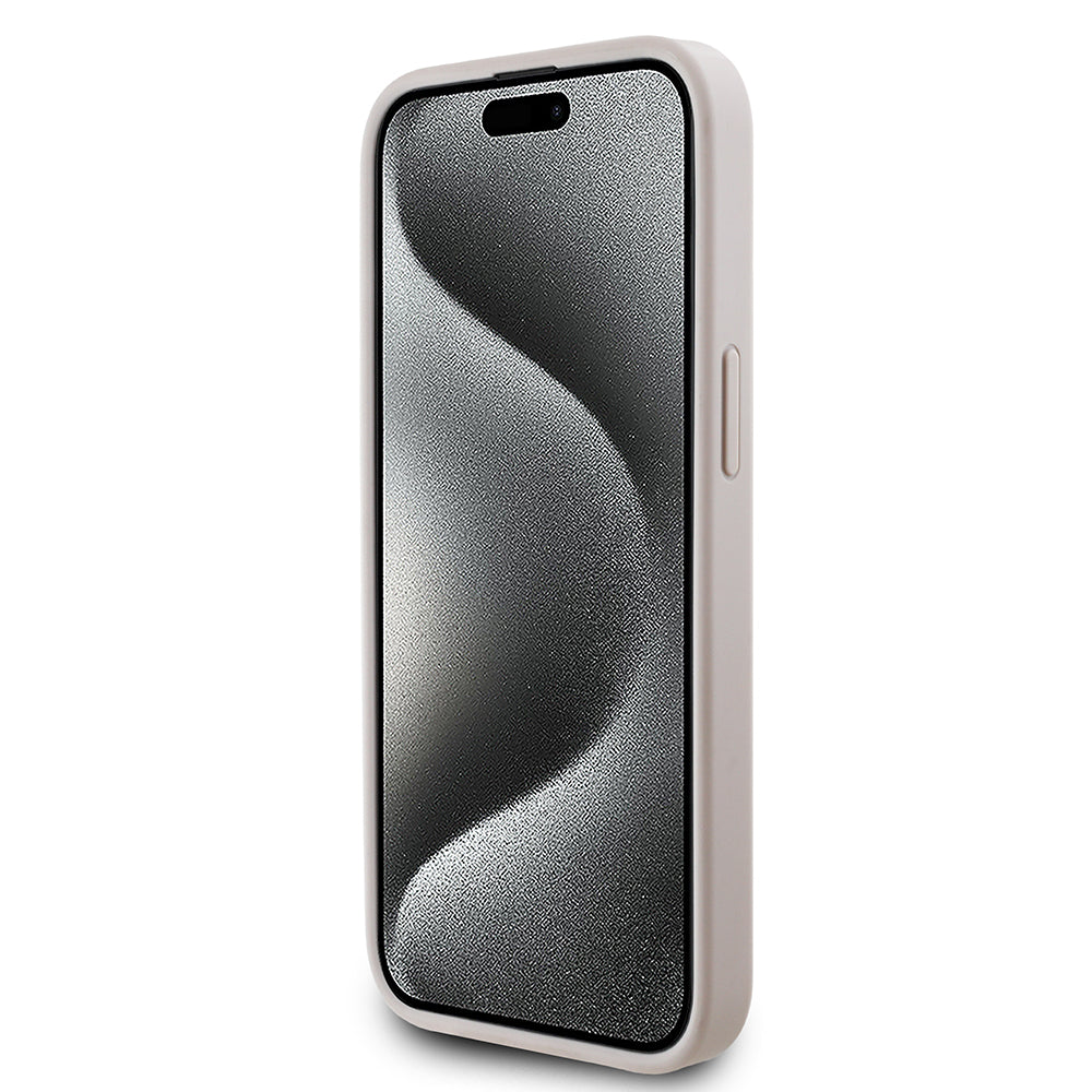 Apple iPhone 14 Kılıf Guess Magsafe Uyumlu 4G Desen Yazı Logolu Kapak Pembe