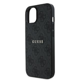Apple iPhone 14 Kılıf Guess Magsafe Uyumlu 4G Desen Yazı Logolu Kapak Siyah