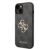Apple iPhone 14 Kılıf Guess PU Deri Büyük Metal Logolu Kapak Siyah