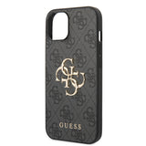 Apple iPhone 14 Kılıf Guess PU Deri Büyük Metal Logolu Kapak Siyah