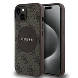 Apple iPhone 14 Kılıf Guess Magsafe Şarj Özellikli Circle Classic Kapak Kahverengi