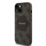 Apple iPhone 14 Kılıf Guess Magsafe Şarj Özellikli Circle Classic Kapak Kahverengi