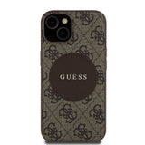 Apple iPhone 14 Kılıf Guess Magsafe Şarj Özellikli Circle Classic Kapak Kahverengi