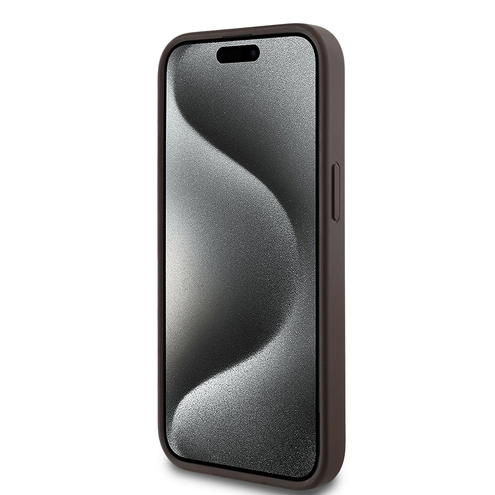 Apple iPhone 14 Kılıf Guess Magsafe Şarj Özellikli Circle Classic Kapak Kahverengi