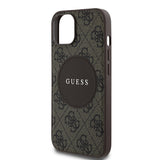 Apple iPhone 14 Kılıf Guess Magsafe Şarj Özellikli Circle Classic Kapak Kahverengi