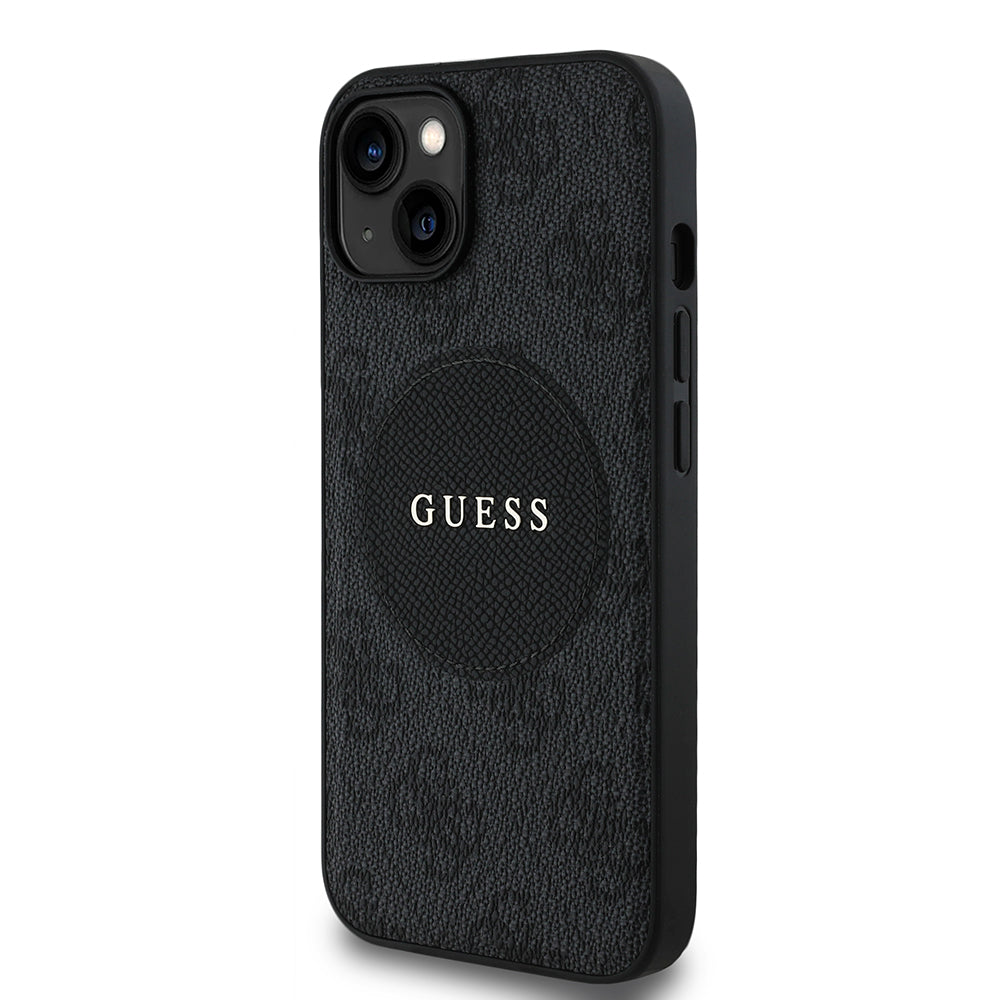 Apple iPhone 14 Kılıf Guess Magsafe Şarj Özellikli Circle Classic Kapak Siyah