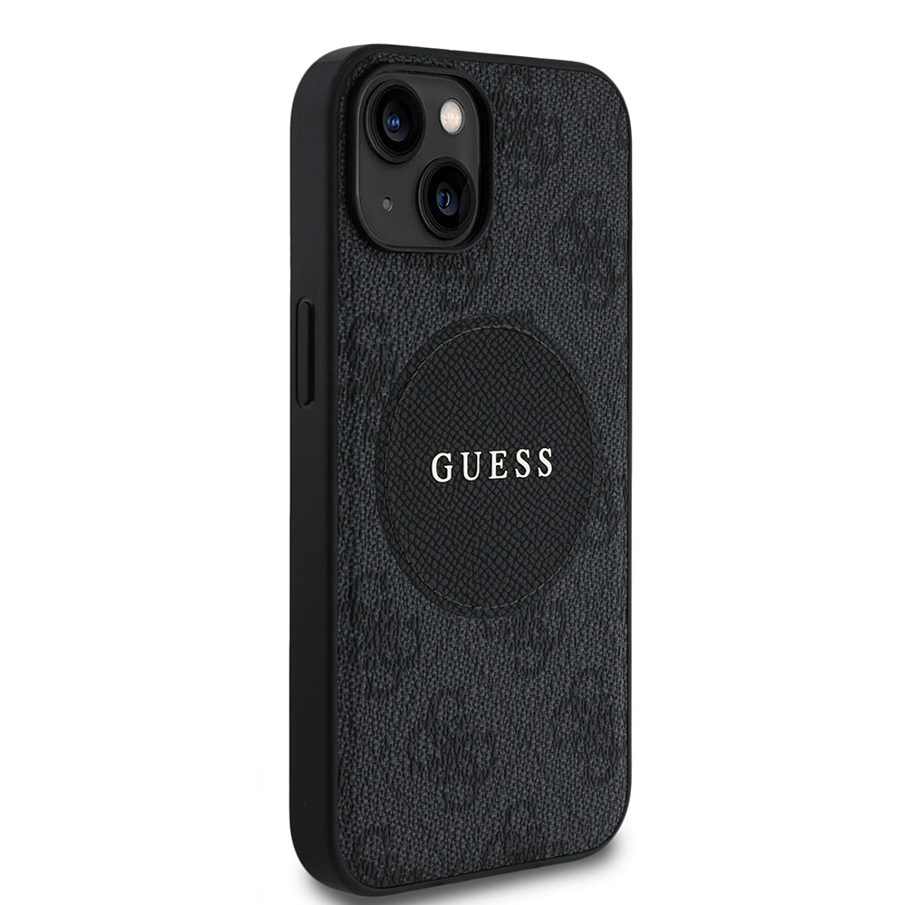 Apple iPhone 14 Kılıf Guess Magsafe Şarj Özellikli Circle Classic Kapak Siyah