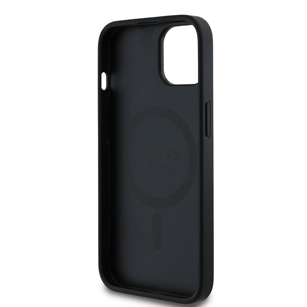 Apple iPhone 14 Kılıf Guess Magsafe Şarj Özellikli Circle Classic Kapak Siyah