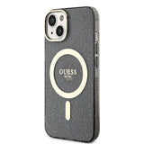 Apple iPhone 14 Kılıf Guess Magsafe Şarj Özellikli Glitter Kapak Siyah