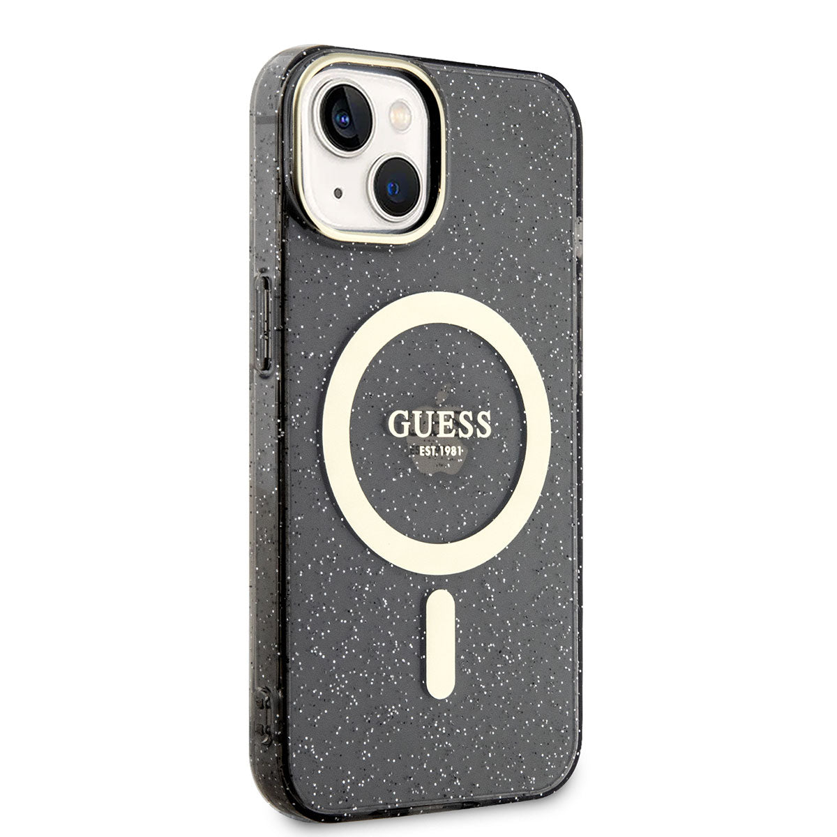 Apple iPhone 14 Kılıf Guess Magsafe Şarj Özellikli Glitter Kapak Siyah