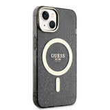 Apple iPhone 14 Kılıf Guess Magsafe Şarj Özellikli Glitter Kapak Siyah