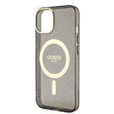 Apple iPhone 14 Kılıf Guess Magsafe Şarj Özellikli Glitter Kapak Siyah