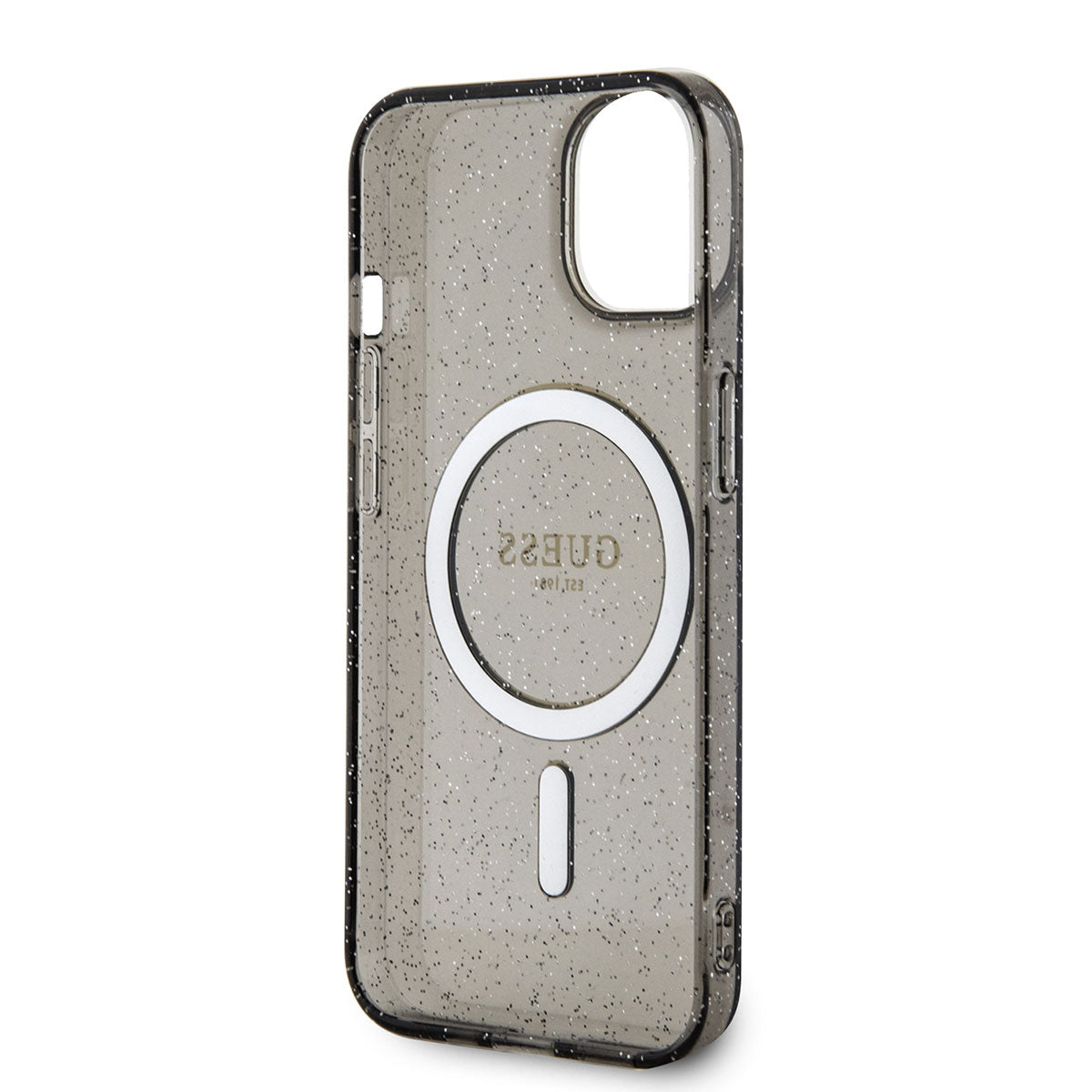 Apple iPhone 14 Kılıf Guess Magsafe Şarj Özellikli Glitter Kapak Siyah