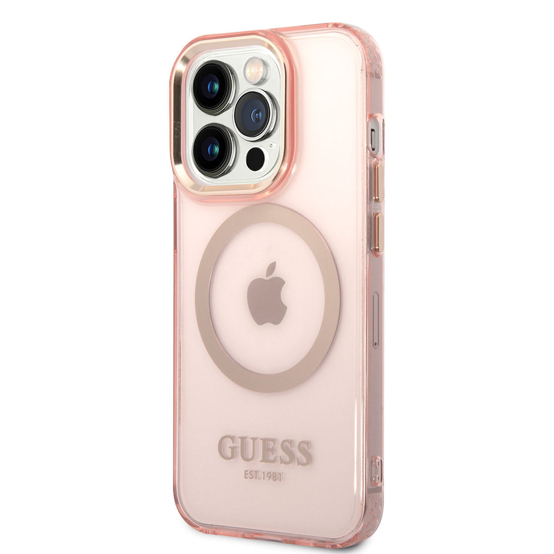 Apple iPhone 14 Pro Kılıf Guess Magsafe Şarj Özellikli Airbagli Kapak Pembe