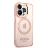Apple iPhone 14 Pro Kılıf Guess Magsafe Şarj Özellikli Airbagli Kapak Pembe