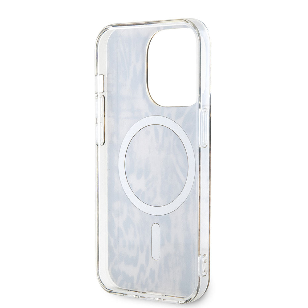 Apple iPhone 14 Pro Kılıf Guess Magsafe Şarj Özellikli Leopar Desenli Kapak Kahverengi