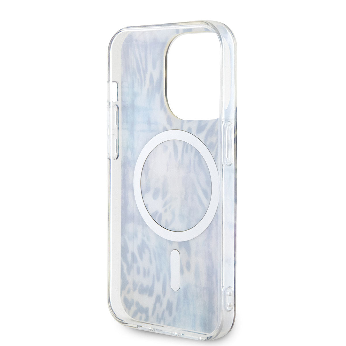Apple iPhone 14 Pro Kılıf Guess Magsafe Şarj Özellikli Leopar Desenli Kapak Mavi
