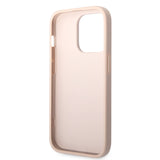 Apple iPhone 14 Pro Kılıf Guess PU Deri Büyük Metal Logolu Kapak Pembe
