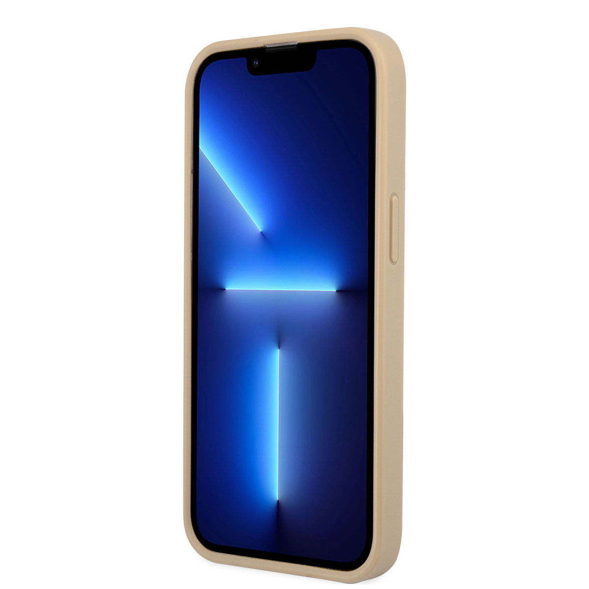 Apple iPhone 14 Pro Kılıf Guess PU Safran Deri Üçgen Logolu Kapak Gold