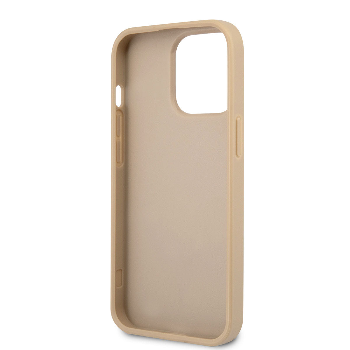 Apple iPhone 14 Pro Kılıf Guess PU Safran Deri Üçgen Logolu Kapak Gold