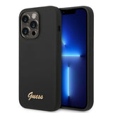 Apple iPhone 14 Pro Max ılıf Guess Glitter Logolu Soft Silikon Kapak Siyah