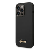 Apple iPhone 14 Pro Max ılıf Guess Glitter Logolu Soft Silikon Kapak Siyah