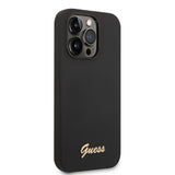 Apple iPhone 14 Pro Max ılıf Guess Glitter Logolu Soft Silikon Kapak Siyah