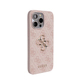 Apple iPhone 14 Pro Max Kılıf Guess 4G Büyük Metal Logolu Askılı Kapak Pembe