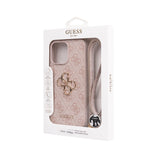 Apple iPhone 14 Pro Max Kılıf Guess 4G Büyük Metal Logolu Askılı Kapak Pembe