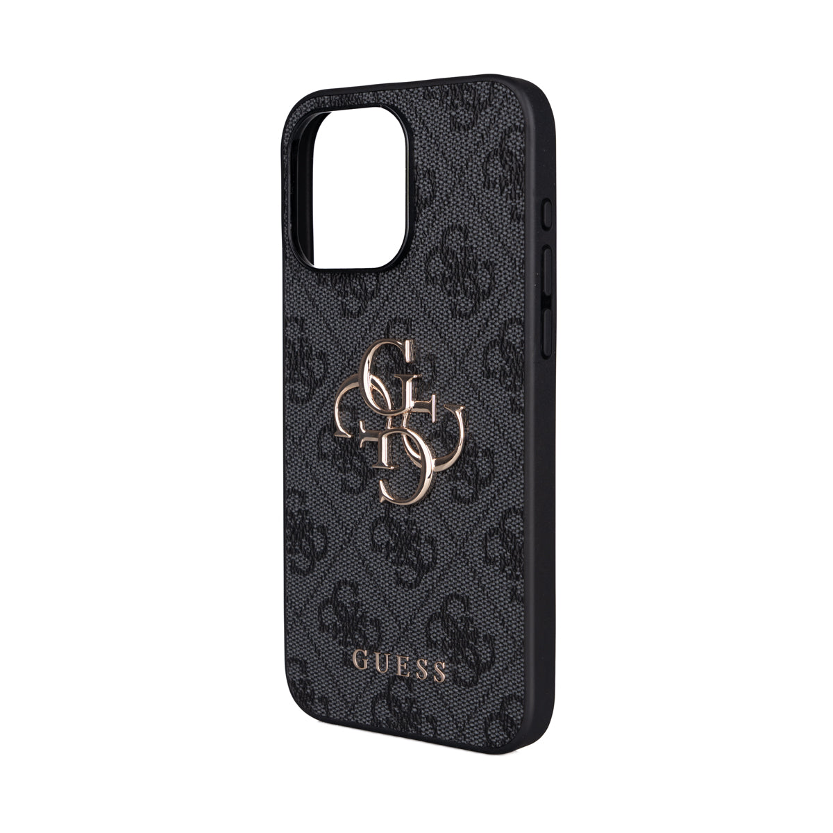 Apple iPhone 14 Pro Max Kılıf Guess 4G Büyük Metal Logolu Askılı Kapak Siyah