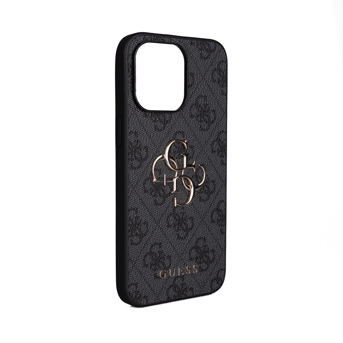 Apple iPhone 14 Pro Max Kılıf Guess 4G Büyük Metal Logolu Askılı Kapak Siyah