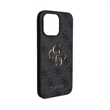 Apple iPhone 14 Pro Max Kılıf Guess 4G Büyük Metal Logolu Askılı Kapak Siyah