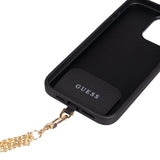 Apple iPhone 14 Pro Max Kılıf Guess 4G Büyük Metal Logolu Askılı Kapak Siyah