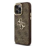 Apple iPhone 14 Pro Max Kılıf Guess Kamera Standlı Kapak 4G Desenli Metal 4G Logolu Kahverengi