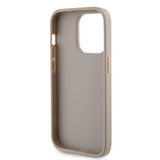 Apple iPhone 14 Pro Max Kılıf Guess Deri 4G Metal Logolu Strass Kapak Gold