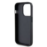Apple iPhone 14 Pro Max Kılıf Guess Deri 4G Metal Logolu Strass Kapak Siyah