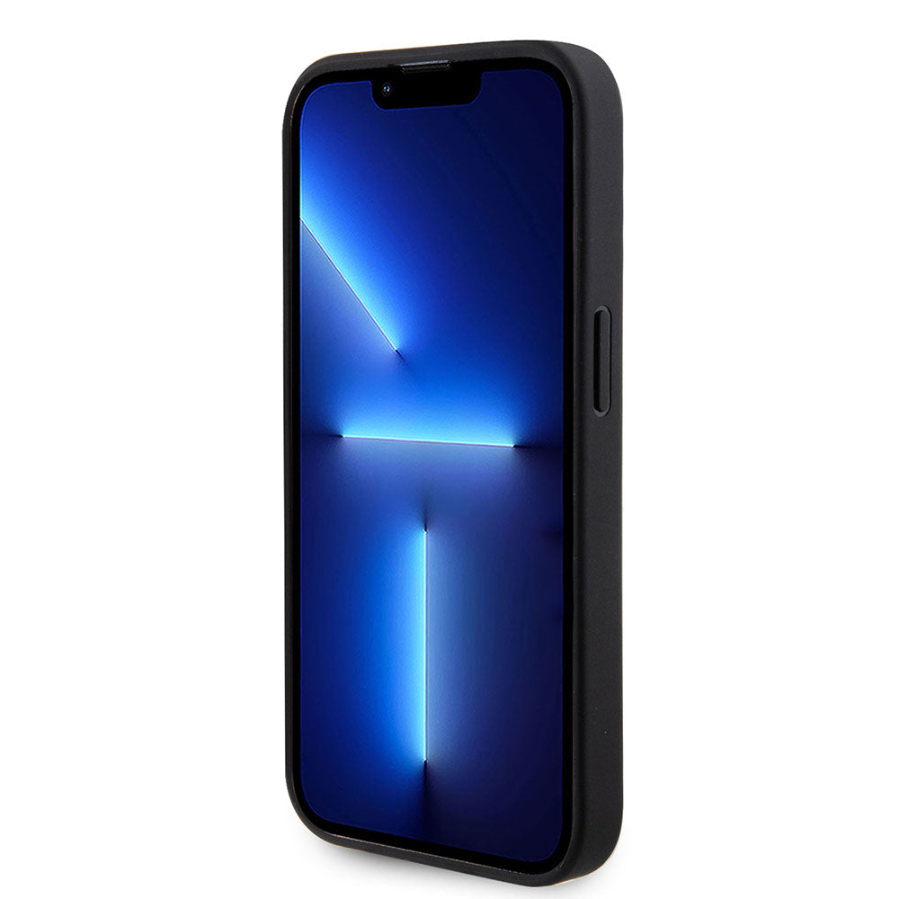 Apple iPhone 14 Pro Max Kılıf Guess Fileli 4G Glitter Büyük Metal Logolu Kapak Siyah