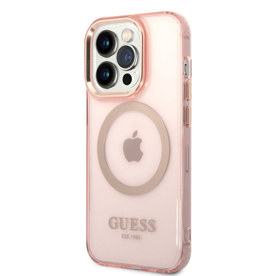 Apple iPhone 14 Pro Max Kılıf Guess Magsafe Şarj Özellikli Airbagli Kapak Pembe