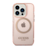 Apple iPhone 14 Pro Max Kılıf Guess Magsafe Şarj Özellikli Airbagli Kapak Pembe