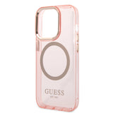 Apple iPhone 14 Pro Max Kılıf Guess Magsafe Şarj Özellikli Airbagli Kapak Pembe