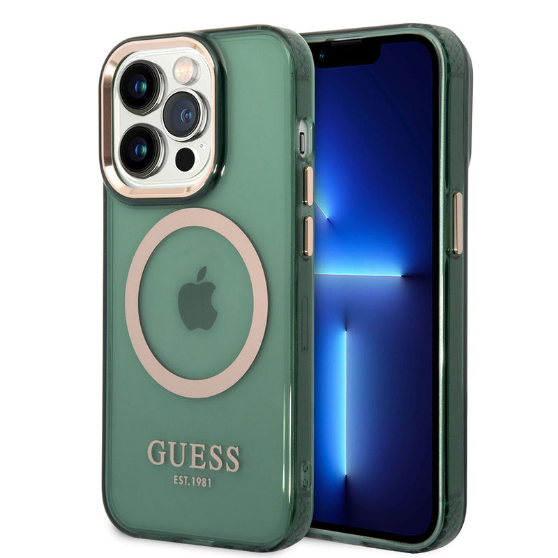 Apple iPhone 14 Pro Max Kılıf Guess Magsafe Şarj Özellikli Airbagli Kapak Yeşil