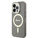 Apple iPhone 14 Pro Max Kılıf Guess Magsafe Şarj Özellikli Glitter Kapak Siyah