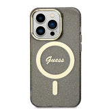 Apple iPhone 14 Pro Max Kılıf Guess Magsafe Şarj Özellikli Glitter Kapak Siyah