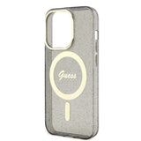 Apple iPhone 14 Pro Max Kılıf Guess Magsafe Şarj Özellikli Glitter Kapak Siyah