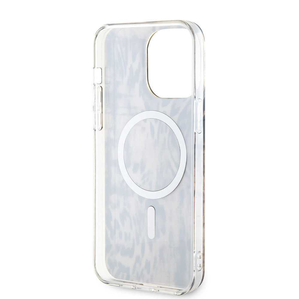 Apple iPhone 14 Pro Max Kılıf Guess Magsafe Şarj Özellikli Leopar Desenli Kapak Kahverengi