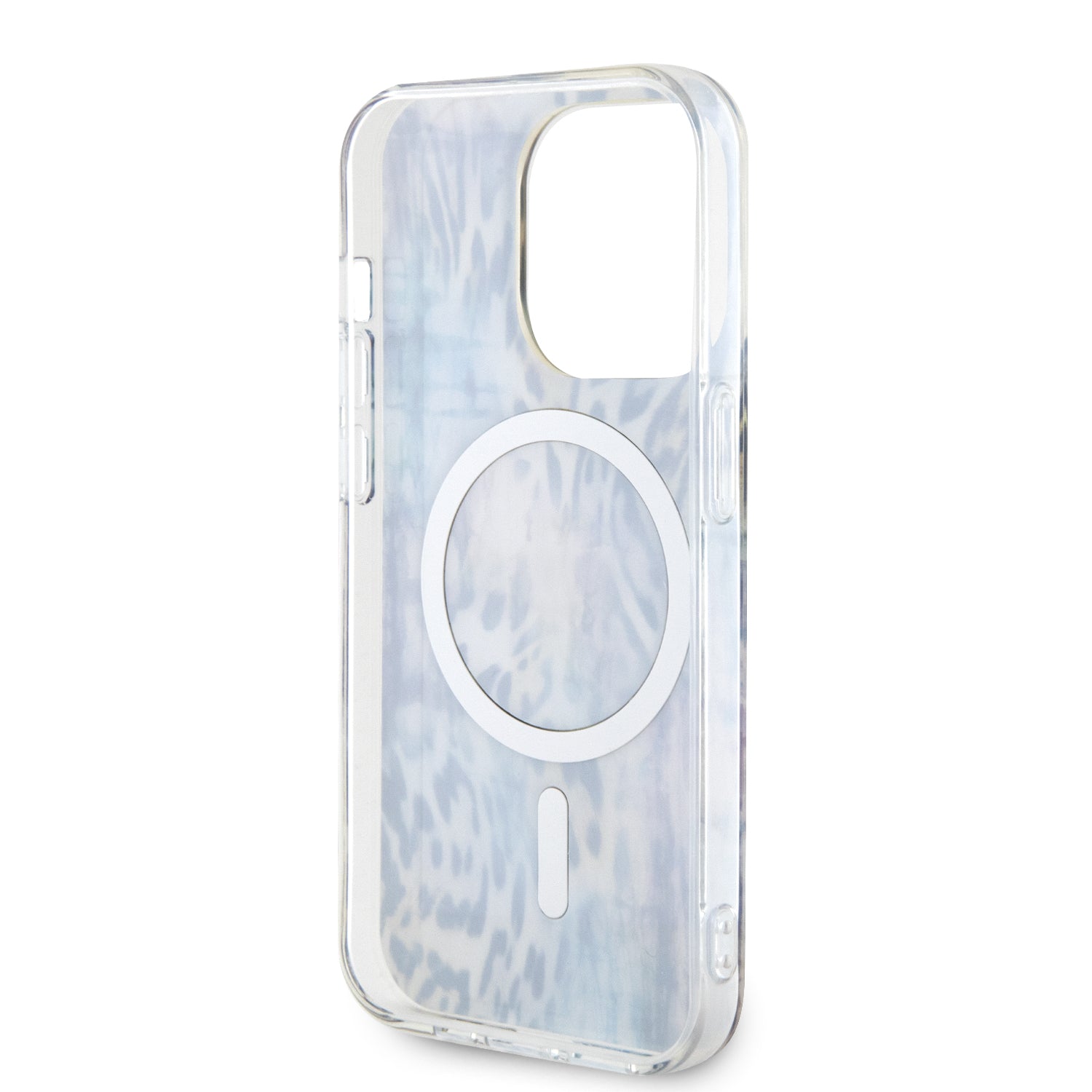 Apple iPhone 14 Pro Max Kılıf Guess Magsafe Şarj Özellikli Leopar Desenli Kapak Mavi