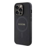 Apple iPhone 14 Pro Max Kılıf Guess Magsafe Şarj Özellikli Saffiano Kapak Siyah