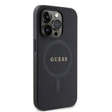 Apple iPhone 14 Pro Max Kılıf Guess Magsafe Şarj Özellikli Saffiano Kapak Siyah
