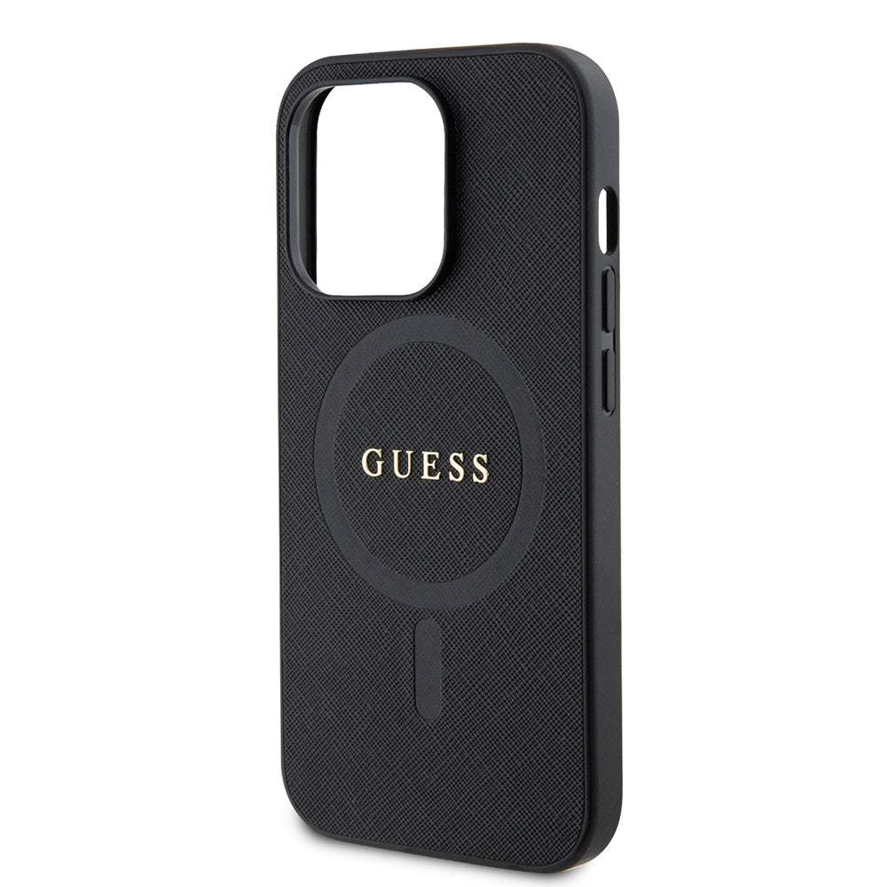 Apple iPhone 14 Pro Max Kılıf Guess Magsafe Şarj Özellikli Saffiano Kapak Siyah